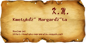 Kmetykó Margaréta névjegykártya